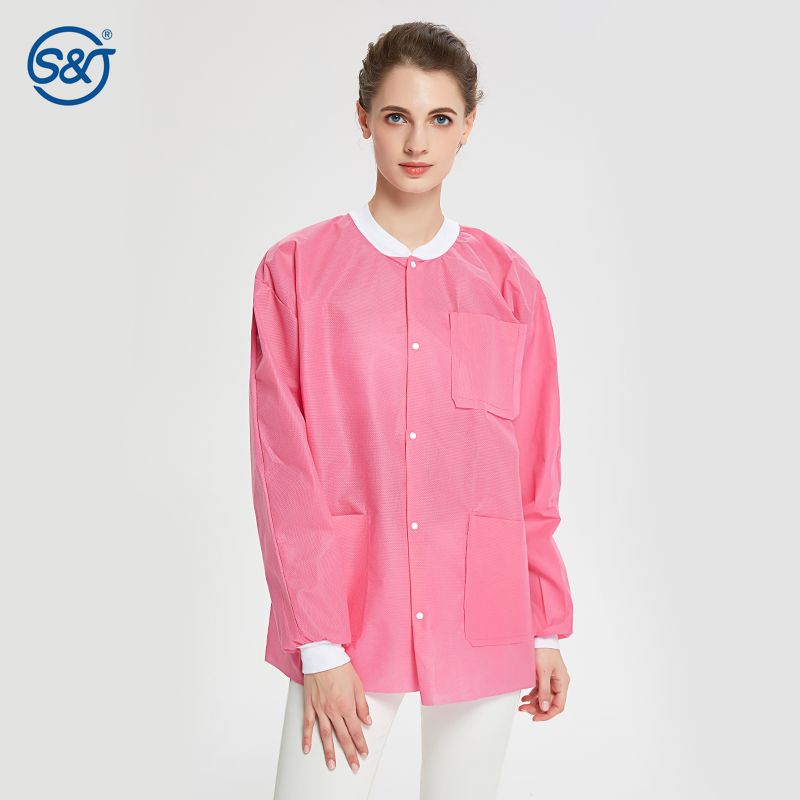 Protective SMS Disposable Lab Coat 3 Plys Layers SMS Lab Coat Non woven Multiple Colors Available Limited Reuses