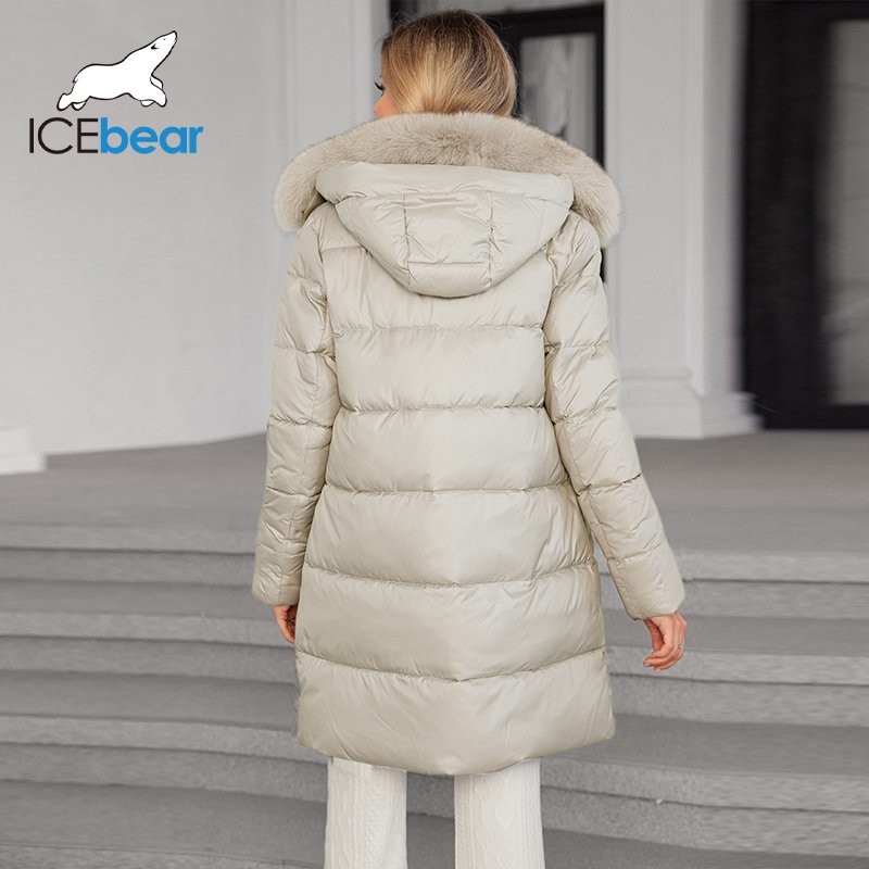 Multiple Pockets Luxurious Mid Length Down / Cotton Jacket Featuring Real Fox Fur Collar And Oblique Placket Design