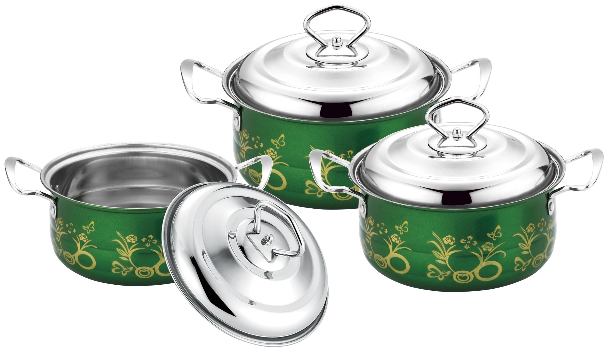 6 pcs kitchen cookware set &cookwere set stainless steel & 16/18/20cm colorful induction cookware set