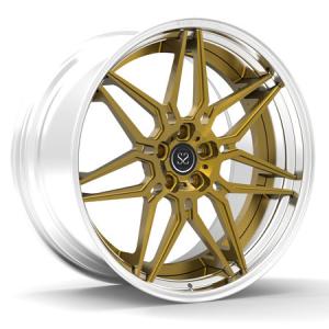 Wholesale Gold Brush Spokes 2 Piece Forged Wheels 20inch Rotational Polish Stepped Lips Rims from china suppliers