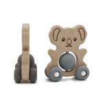 Wooden Kids Nursing Toy FDA Silicone Pantone Color Teething Rattle Toy