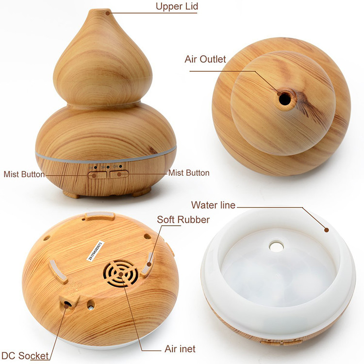 150ML Calabash Design Cool Mist Mini Air Wood Grain Essential Oil Aroma Diffuser