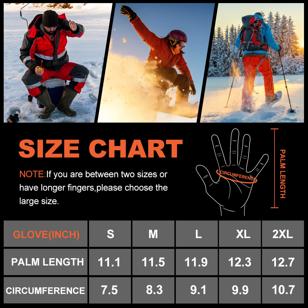 Winter Warming Skiing Rechargeable Heated Gloves Mittens Black Adult Waterproof Anti Slip