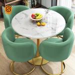 Waterproof Modern Restaurant Table Round Marble Dining Table Set