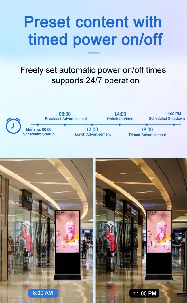 ZXTLCD Advertising Device Floor Stand Kiosk Totem , 4K Ultra HD LCD Advertising Display