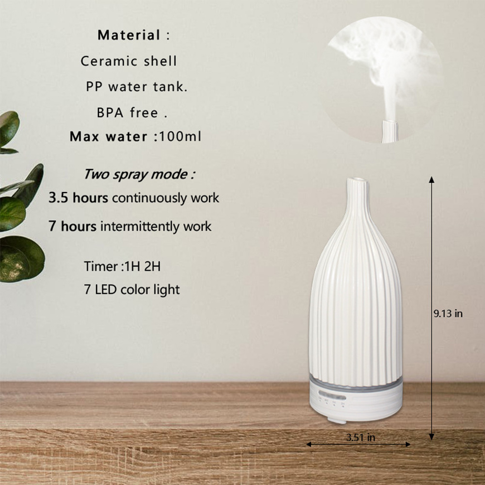 Hot Selling 120ml Elegant Home Quiet Oil Diffuser Ceramic Aroma Scented Fragrance Diffuser Ultrasonic Ceramic Aroma Diffuser