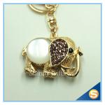 Novelty Rhinestone Crystal Lovely Animal Elephant Shape Pandent Metal Key Chain