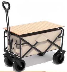 Wholesale 15kg Capacity Steel Frame Pneumatic Wheel Outdoor Camping Folding Cart With Table from china suppliers