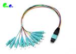 OM3 12F MPO Trunk Cable 50 / 125μm MPO Male to LC UPC Fanout 0.9mm LSZH 0.3M