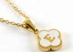 13*13MM 18K Gold Plated Stainless Steel Four-leaf Clover Letter Pendants