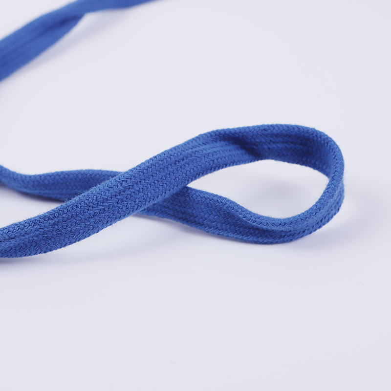 Blue Flat 8mm Cotton Cord Hollow Extra Soft Braided Cotton Rope