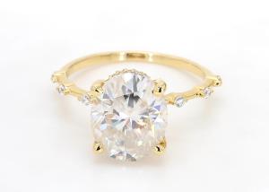 Wholesale 3ct Moissanite 14k Yellow Gold Diamond Ring Oval Cut for Engagement from china suppliers