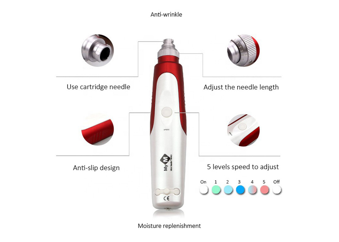 5 Levels MYM Electric Auto Derma Stamp Micro Needle Roller For Skin