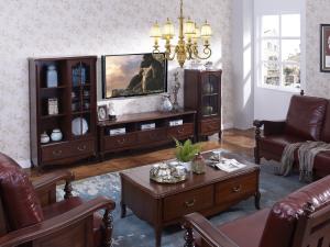 Wholesale Rubber Wood Home Living room Leisure Amercian Furniture TV wall unit By Floor stand and Combine Cabinet with Hanger rack from china suppliers