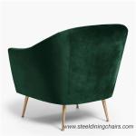 Green Velvet Upholstered Leisure Stainless Steel Leg 1 Seater Sofa