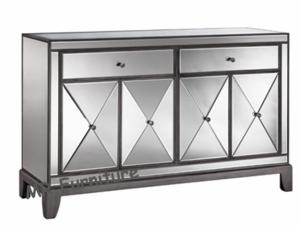 Wholesale 55 Inch Height Mirrored 4 Door Sideboard , Luxury Devin Mirrored Sideboard from china suppliers