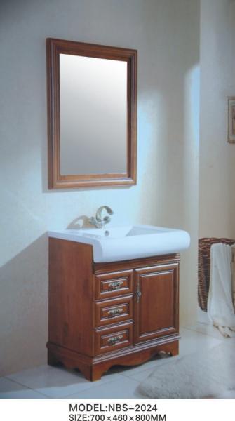Quality Floor mounted natural wood bathroom vanity , 70 * 80cm Mirror custom bathroom vanity cabinets for sale