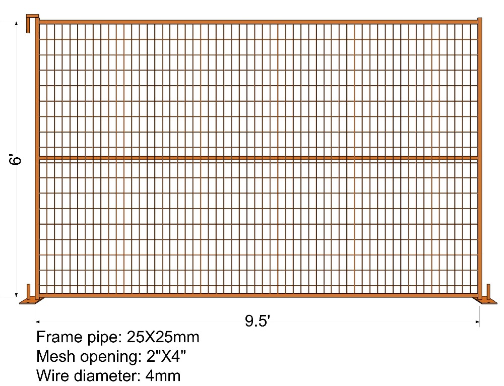 6FT X 4.75FT “Quebec French Land" TEMPORARY FENCE Mesh3"x6' Diameter 4.00mm Zinc Coated And Power Coated Dupont