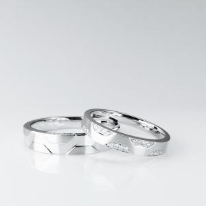 Wholesale Geometric Graphic AU750 18k Gold Wedding Rings Couple White Gold from china suppliers