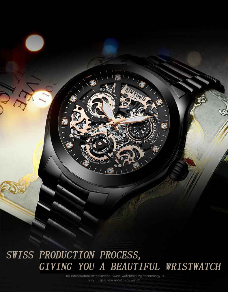 KINYUED waterproof manufacturer watches tourbillon movement mechanical watch for men