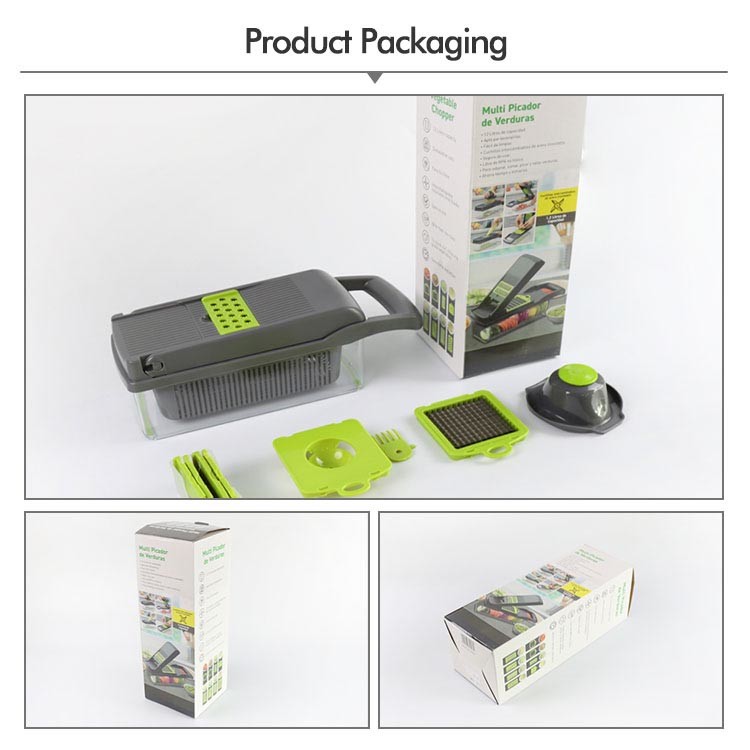 Mulitfunction 7 Shape Blades Green Vegetable Chopper With Container