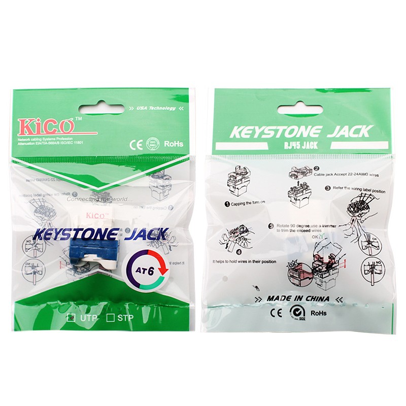 Kico cat6a ftp toolless connector keystone jack