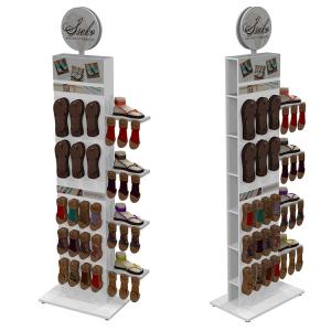 Wholesale Double Sided Wooden Display Stand Sock Display Rack With Wheels For Foot Wear from china suppliers