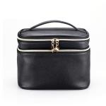 Waterproof PU Leather Cylinder Bucket Makeup Bag With Mirror