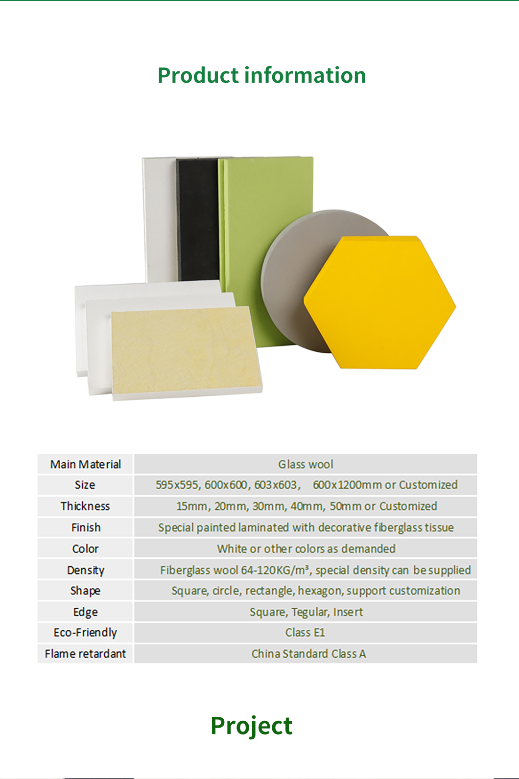 Customizable White Fiberglass Ceiling Panel for Auditorium 600x600 Acoustic Tiles