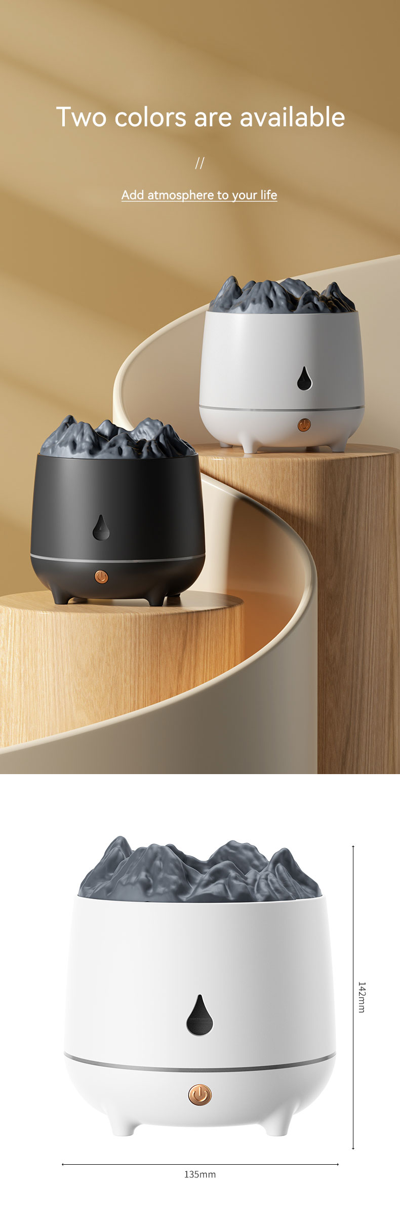 New Mini 400ml Flame Air Humidifier Ultrasonic Oil Diffuser Warm Light Simulated Volcano Flame Aroma Diffuser Humidifier