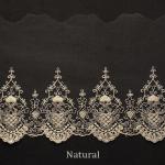 Embroidered Cotton Mesh Nylon Tulle Bridal Lace Trim , 5.2 Inch Scalloped Lace