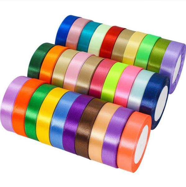 40mm MultiColored Plain Satin Ribbon Customized Length Two Sided Satin Ribbon