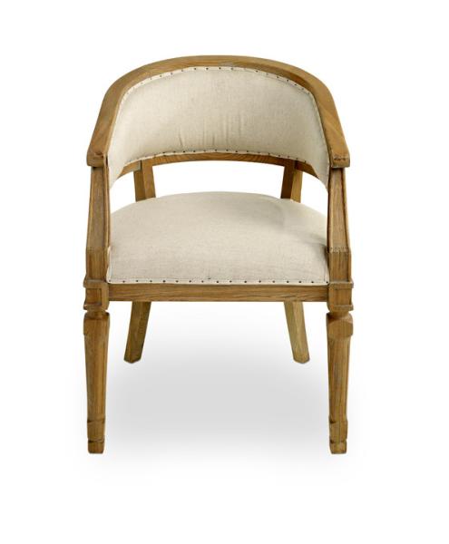 Corner solid oak wooden wedding chair with linen fabric for events and party