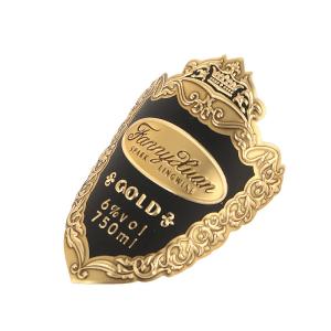 Wholesale Custom Standard Size Self Adhesive Printing Vodka Wine Bottle Gold Foil Bottle Metal Labels Sticker from china suppliers