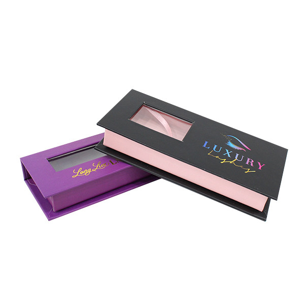 Embossing Folding Gift Box 22cm X 22cm X 9cm Rectangle Shape Purple Color