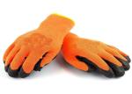 Comfortable Thermal Grip Warm Winter Work Gloves Blue Crinkle Latex Coated