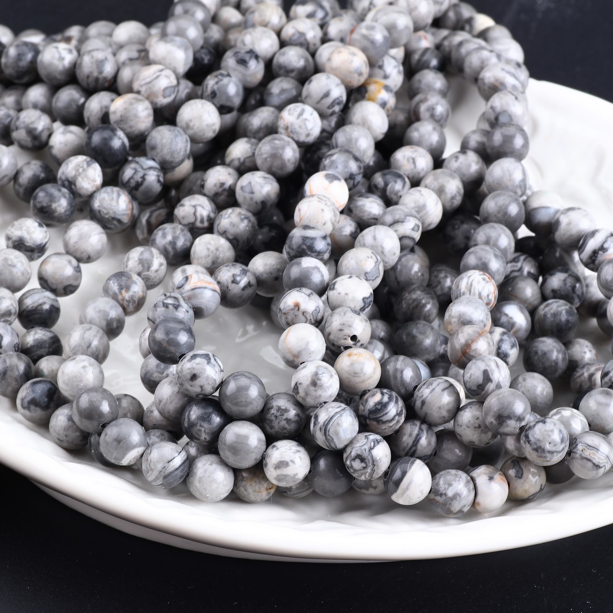 8mm Natural Map Stone Gemstone Beads Healing Crystal Stone Beads For Jewelry Making
