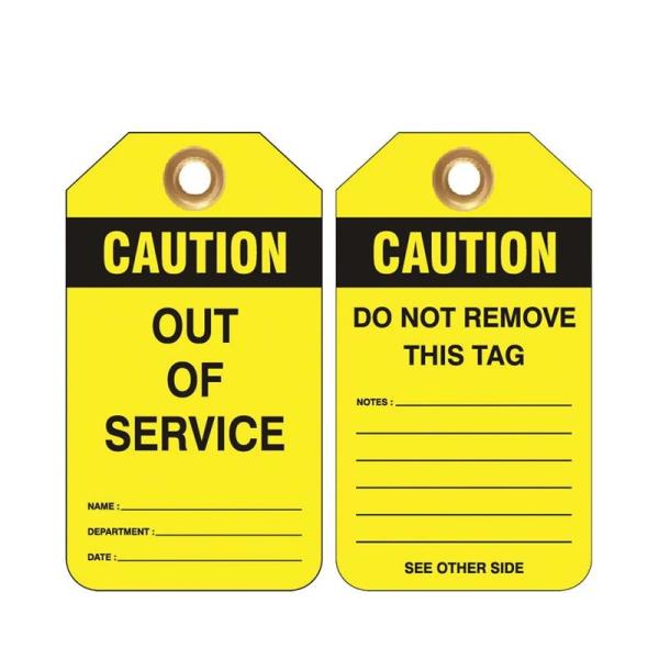 Caution Tag Vinyl Yellow and Black Tag Roll Double Side Printed Logo for Warning