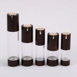 15ml 30ml 50ml Plastic Black Lotion Luxury Serum Matte Silver Pump Round Airless