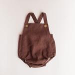 Multi Colors New Born Rompers Baby Linen Shortalls Buttons At Straps