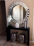 Round Modern 3D Wall Mirror For Living Room Silver / Gold Trimming