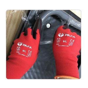 Wholesale CE Level 3 Women Red Nylon Knit General Maintenance PU Gloves from china suppliers