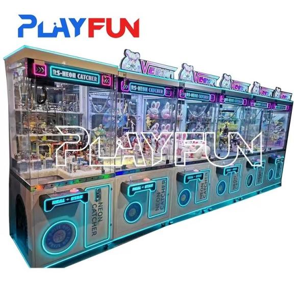 Playfun Hot Sale Coin-Operated Lucky Star Neon Catcher Metal Cabinet Gift Toys