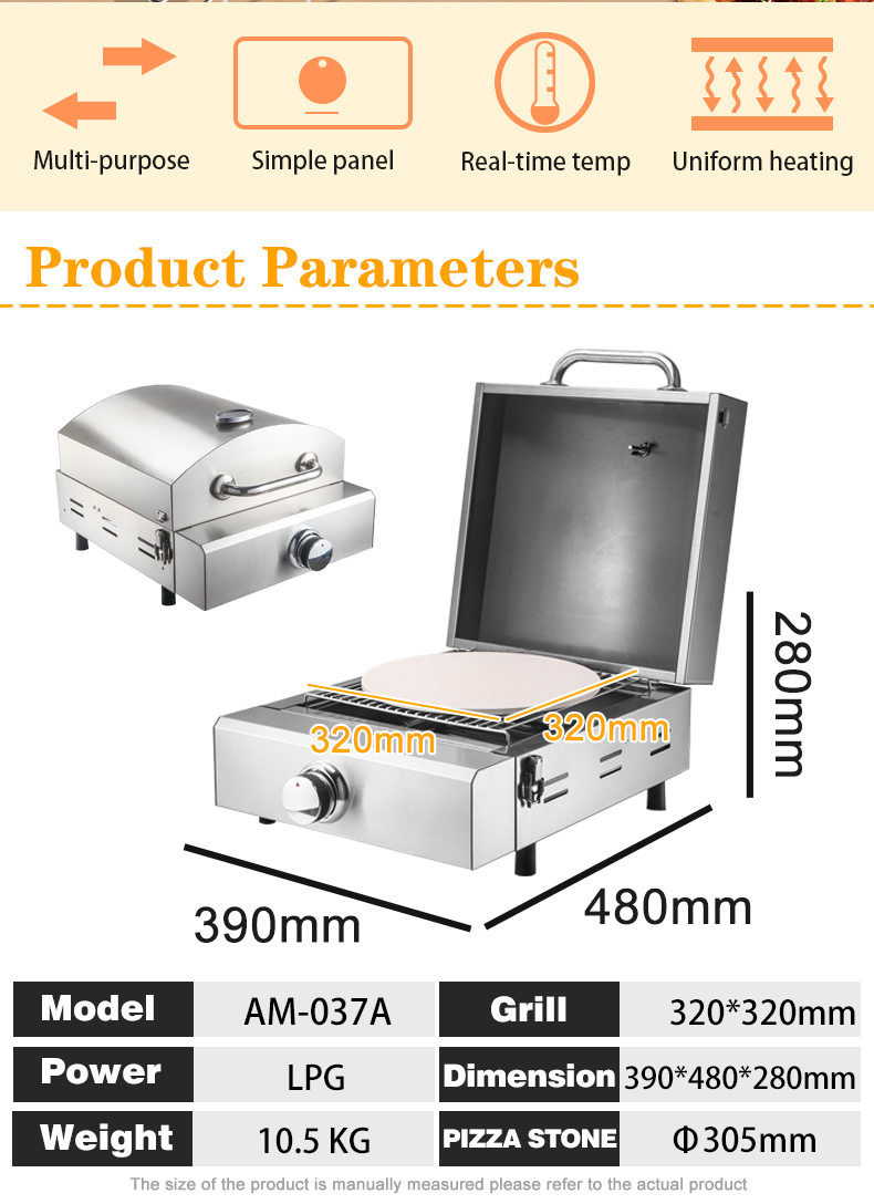 AM-037A Gas Pizza Oven Portable Camping Pizza Grill Outdoor Garden Gas Oven Arrival