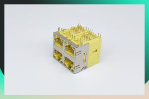 Wholesale PBT PA66 PA46 Material Multi Port RJ45 Connector 2X2 Port With Transformer 180 Degree from china suppliers