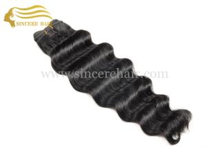 Wholesale 22&quot; Hair Weft Extensions for sale - 55 CM Black Deep Wave Human Hair Extension Machine Weft for sale from china suppliers