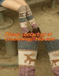 girl deer snowflake jacquard knit boot socks wood feel casual wool acrylic,