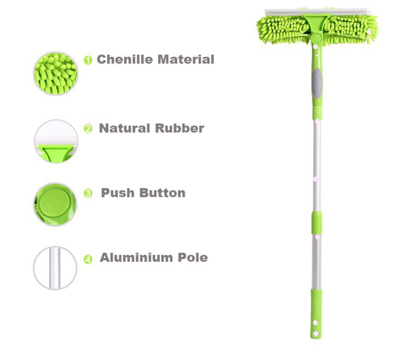 Aluminium Glass Cleaning Brush Window Cleaner Rotatable Telescopic Housekeeping