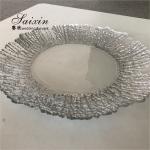 ZT-P056 Clear Silver Rim Decoration Glass Charger Plate For Home Wedding