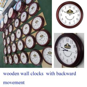Wholesale anti-clockwise round wall clocks/wooden wall clocks with backwards quartz battery movement from china suppliers